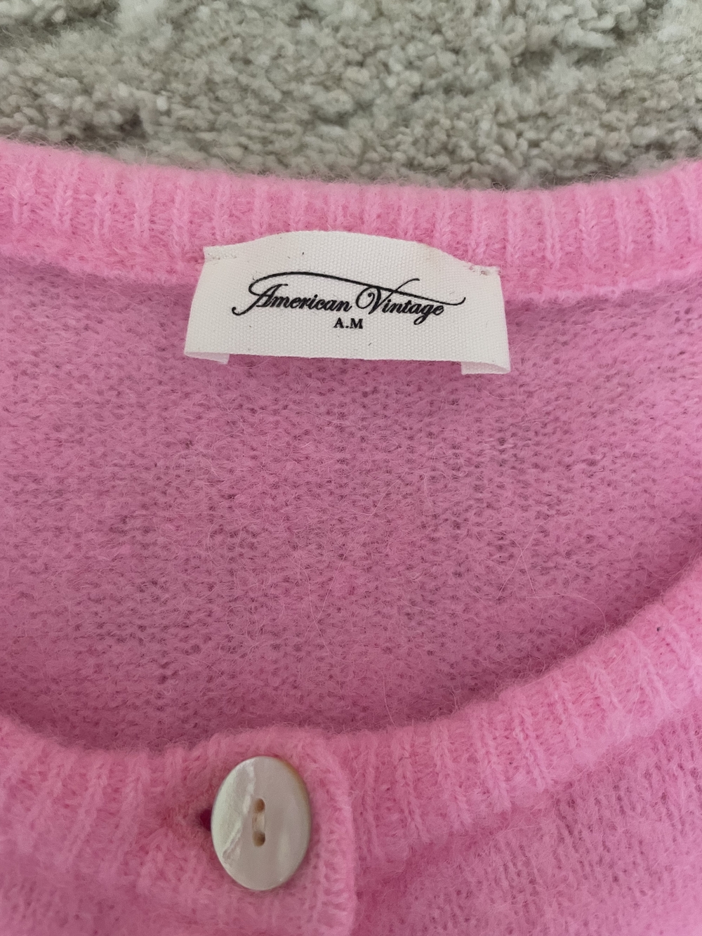 American Vintage Soft Pink Crewneck Button Cardigan Size S - Picture 14 of 14